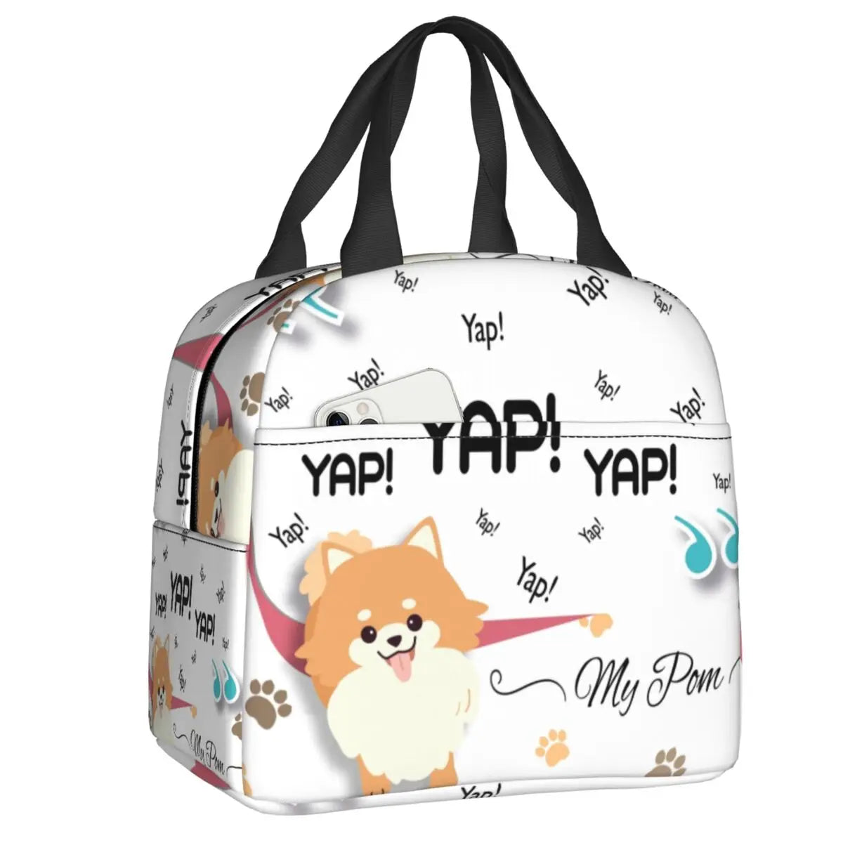 Cartoon Pomeranian Lunch Boxes Women Multifunction Spitz Dog Thermal Cooler Food Insulated Lunch Bag Office Work