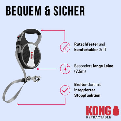 Kong Explore Retractable Dog Leash, Large,24' Long, 7.5m ,110lbs/50kg