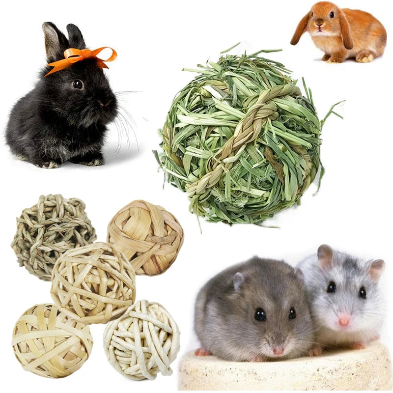 7CM Chewing Braided Ball Guinea Pig Rabbit Hamster Small Animal Play Pet Interactive Chew Toy