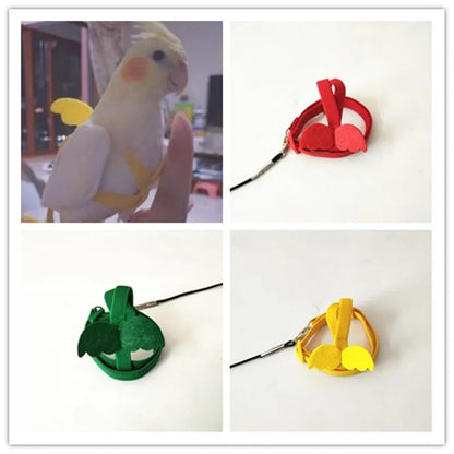 ロングケーブル 鳥用ハーネス リーシュ 噛みつき防止 トレーニングロープ 装飾 軽量 インコ オウム ベスト ロープ オカメインコ 小鳥用