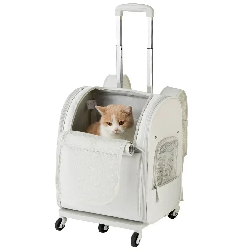 New Pet Trolley Bag Waterproof Oxford Cloth Cat Backpack Portable Foldable Lightweight Pet Trolley Case Dog Stroller Carrier