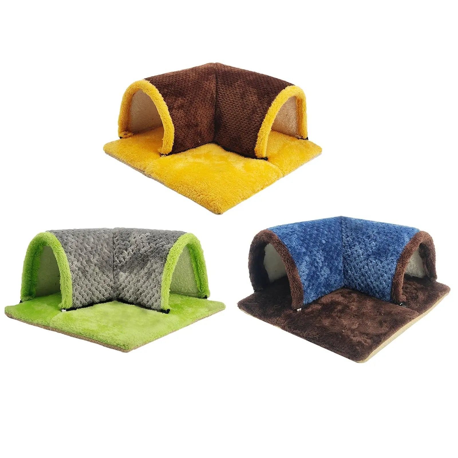 Small Animals Tunnel Guinea Pig Hideout Breathable Playground Removable Mat Pets Cave Guinea Pig House for Hamster Cat Kitten