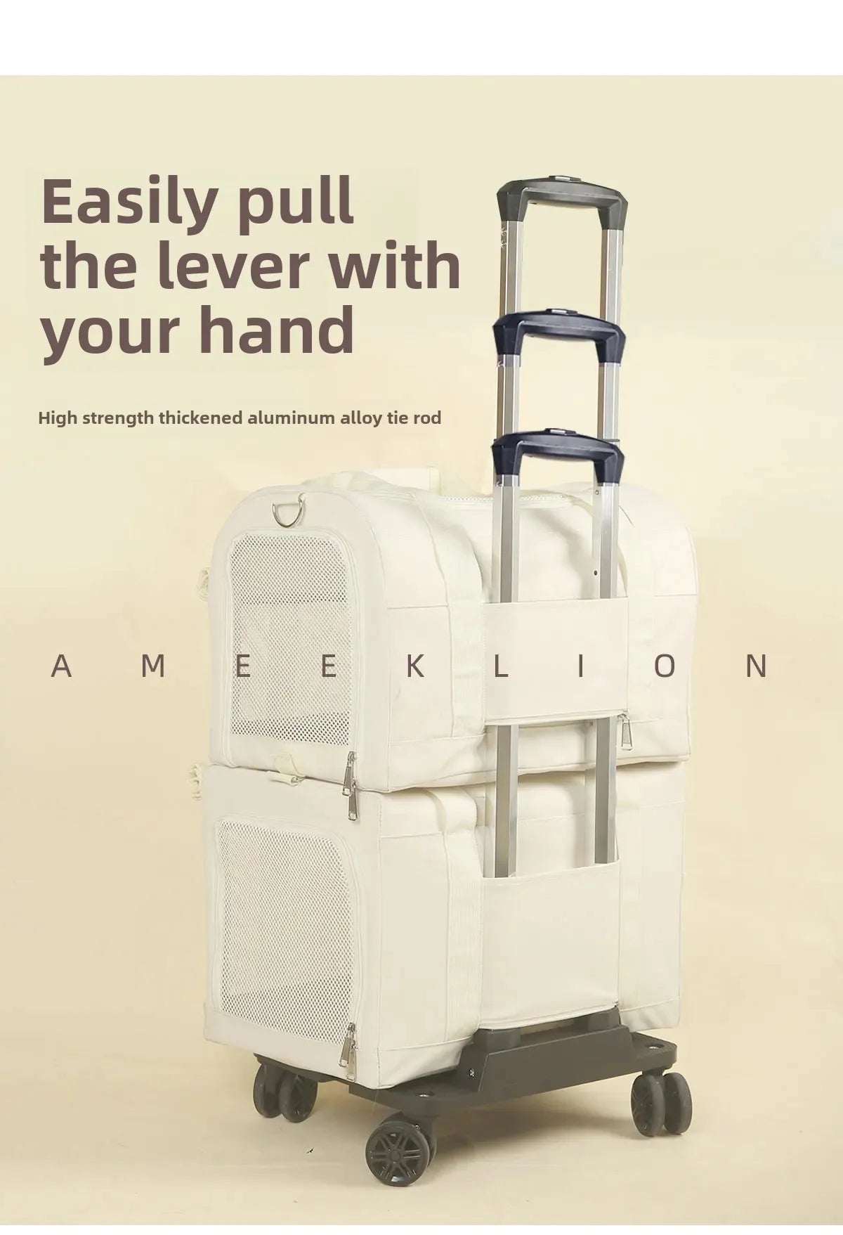 High Aesthetic Pet Trolley Box 2-layers Design Cat Basket Breathable Comfortable Transport Case Convenient Travel Pet Trolley