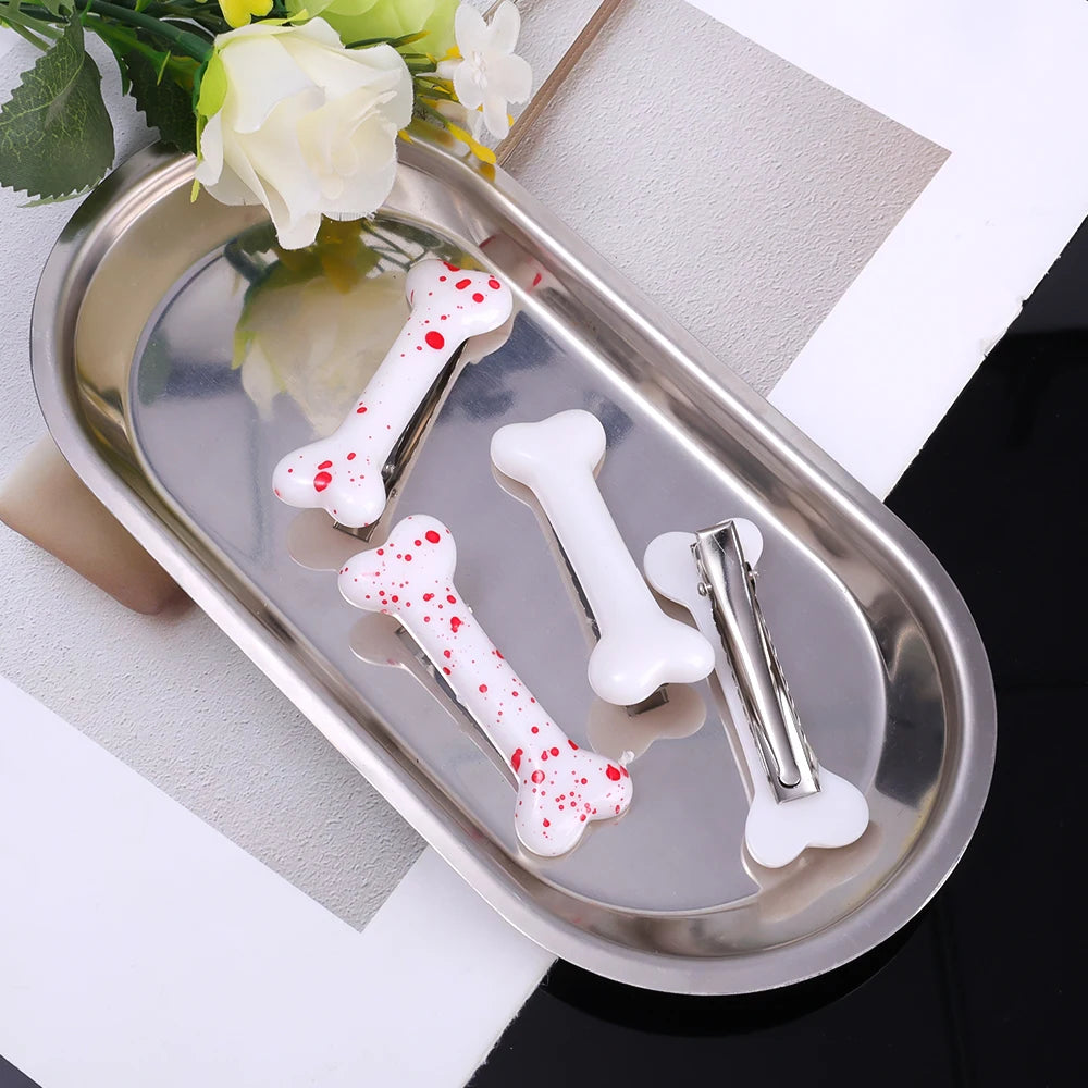 White Bone Hair Clip Cute Cartoon Bobby Pin Girl Fashion Dog Bones Decoration Small Hairpins Barrettes Y2K Accessories Wholesale