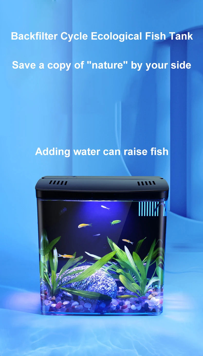 Fish tank living room small mini Douyu tank household tabletop ecological tank self circulating back filter goldfish tank