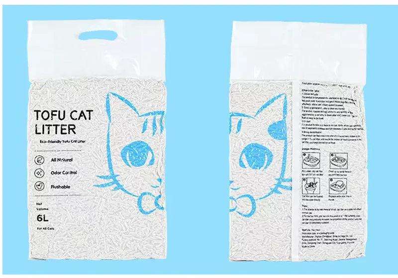 High Quality 100% Natural Dust Free Premium Tofu Cat Litter Sand Natural Carbon Clumping Flushable Bulk 6L Tofu Cat Litter