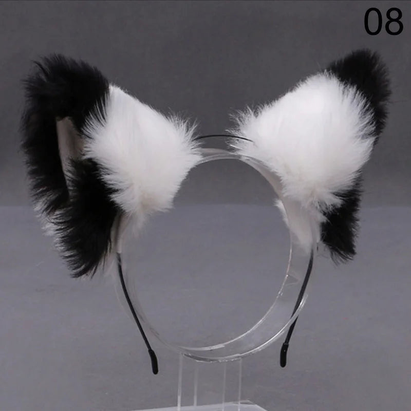 Fox Cat Ear Plush Hair Hoops Cosplay Fluffy Plush Hairband Headband Women Girl Masquerade Party Headwear Hair Accessories
