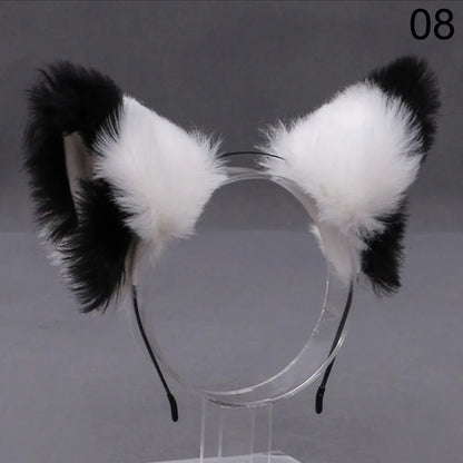 Fox Cat Ear Plush Hair Hoops Cosplay Fluffy Plush Hairband Headband Women Girl Masquerade Party Headwear Hair Accessories