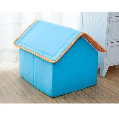 Foldable Winter Dog House Bed – Soft Leopard Print Pet Kennel