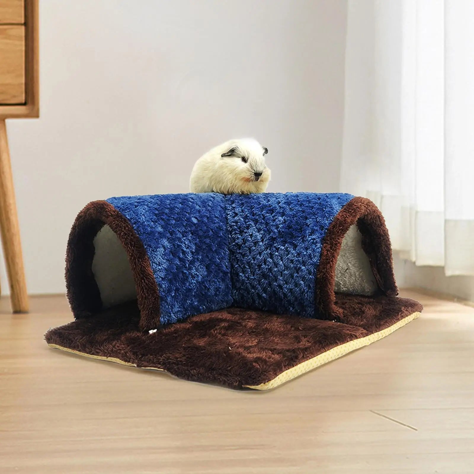 Small Animals Tunnel Guinea Pig Hideout Breathable Playground Removable Mat Pets Cave Guinea Pig House for Hamster Cat Kitten