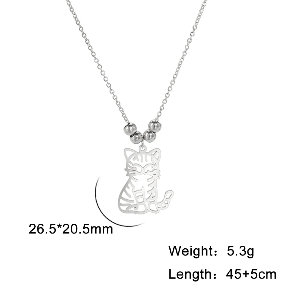 Unift Lovely Cat Pendant Necklace for Women Girl Stainless Steel Neck Chain Choker Pet Kitten Animal Kid Daughter Jewelry Gift