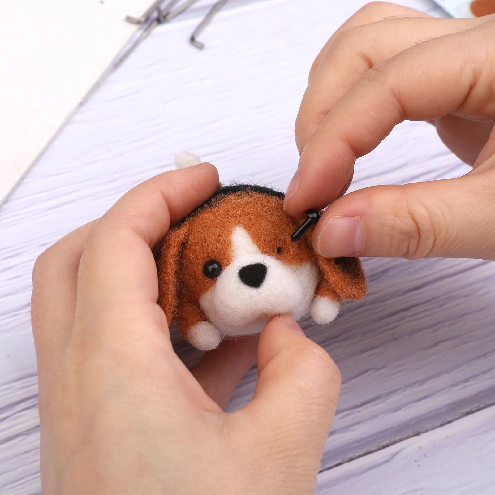 KRABALL Non-Finished Dog Cat Handmade Wool Felting Material Package For Doll Making Toy DIY Child Gift Needle Felting Tool Kit