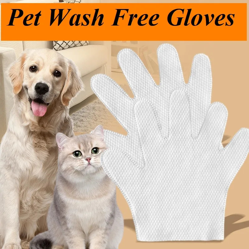 Pet Disposable Cleaning Gloves Wash Free Cats Puppy Body Bathroom Supplies  Pet Stain Remover Wipes No-wash Wipes for Dogs & Cat