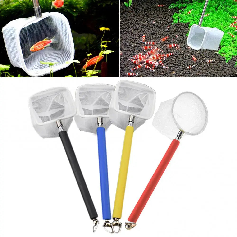 Portable Mini Adjustable Telescopic Shrimp Fishing Net Mesh Aquarium Accessory Flexible Aquarium Fish Tank Catch Net Fishnet