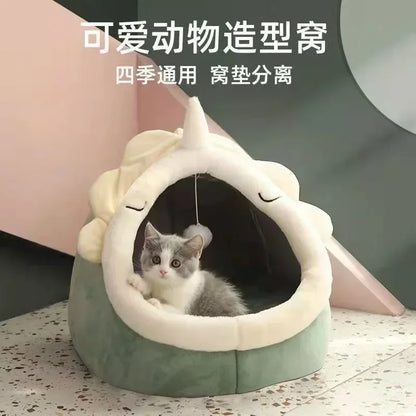 Deep Sleep Cat Bed Cartoon Pet Foldable Removable Washable Pet Sleeping Bed for Small Dog Mat Bag Cave Cats Bed