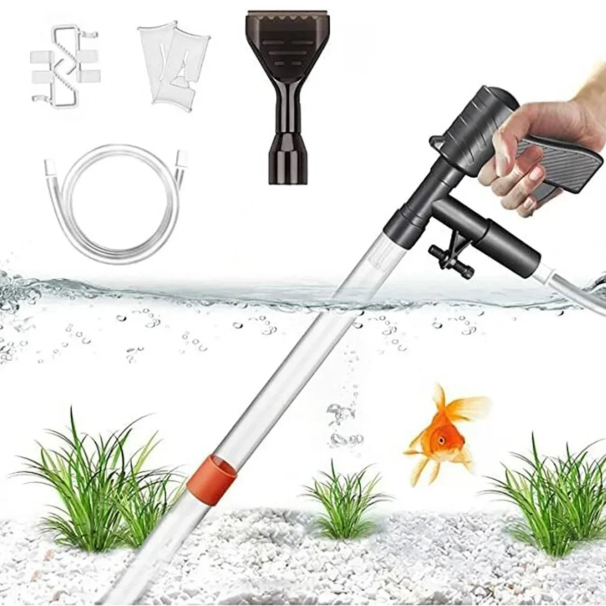 Manual Water Changer Fish Tank Cleaning Tool Aquarium Sand Gravel Cleaner Siphon Principle fish tank accessories