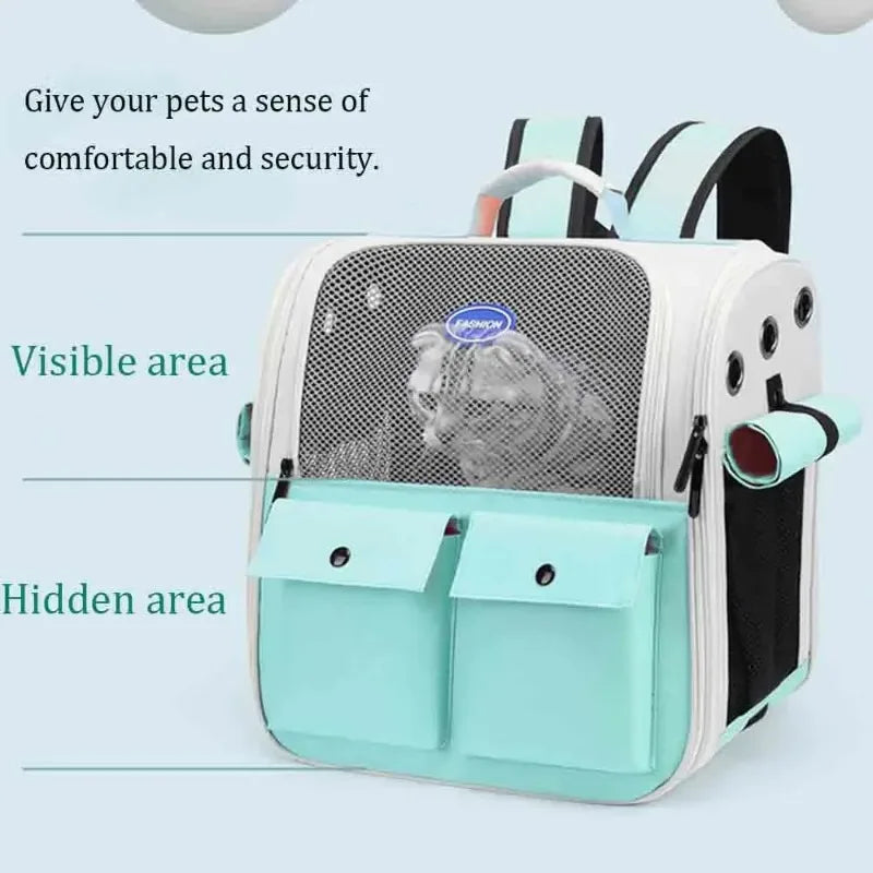 Adjustable Strap Pet Carrying Bag Foldable Cat Backpack for Outdoor Travel Ventilation Large Capacity Cat Carrier Backpack