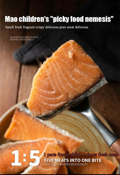 寵物零食冷凍乾燥鮭魚肉塊增肥毛鰓加鈣貓零食鮭魚乾狗零食