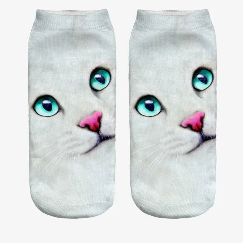 New 3D Print Funny Cute Cartoon Kitten Unisex Creative Colorful Multiple Cat Face Happy Low Ankle Socks For Women Dropship