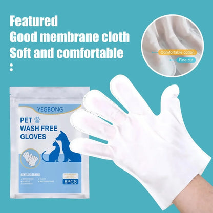 6pcs Disposable Pet Cleaning Gloves for Cats & Dogs Bath