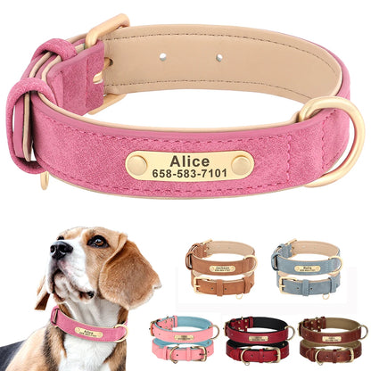 Personalized Dog Collar Custom PU Leather Dog Collars Free Engraved Nameplate Tags For Small Medium Large Dogs Pitbull Labrador - Pets Home Supplies
