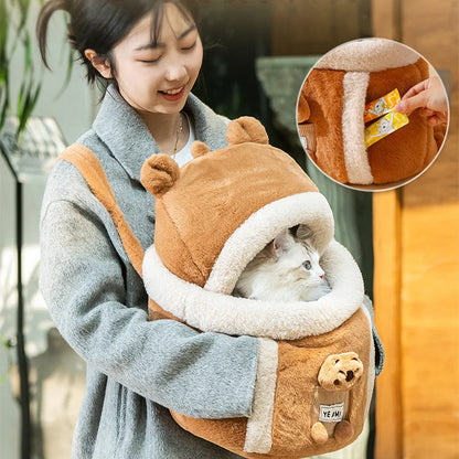 Kangaroo Carring Bag for Dogs Plush Keep warm bag Puppy Bicycle Moving Backpack  Pet Anti-escape Carrier Large Cat transporting
