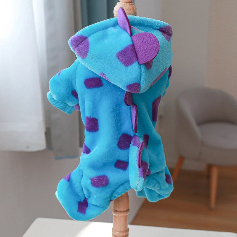 Super Soft Fleece Pet Clothing for Puppy Autumn Winter Plush Warm Dog Overalls Four Legged Dinosaur Unicorn Cosplay Cat Clothing