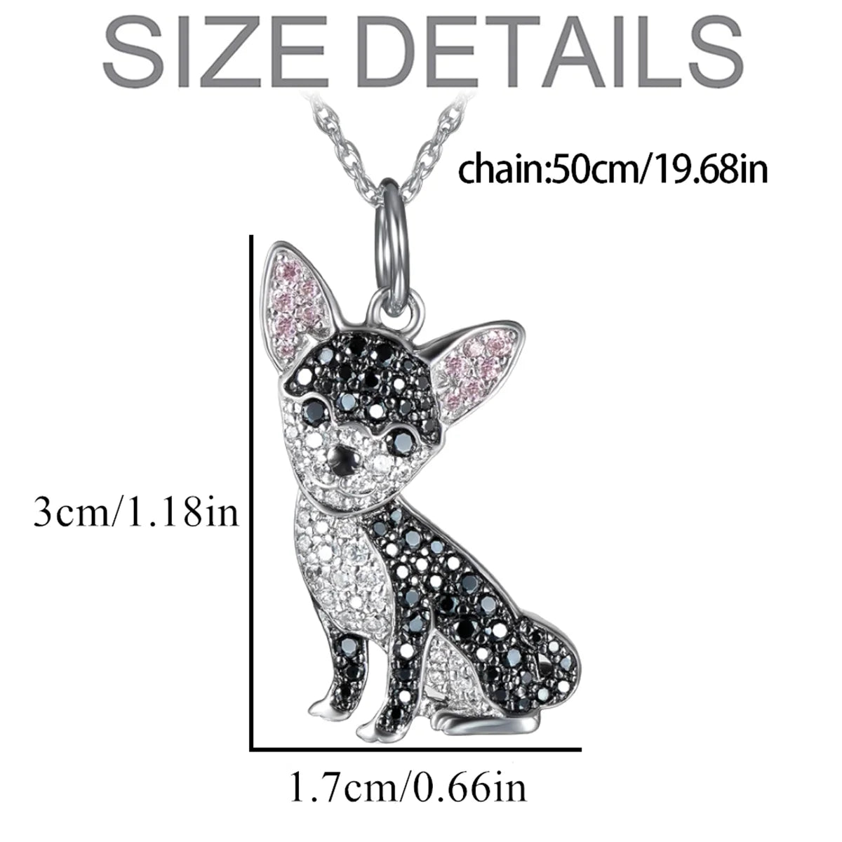 Exquisite Cute Pink Ear Black Chihuahua Pendant Necklace for Women Elegant Pet Puppy Jewelry Animal Accessories Dog Lovers Gift