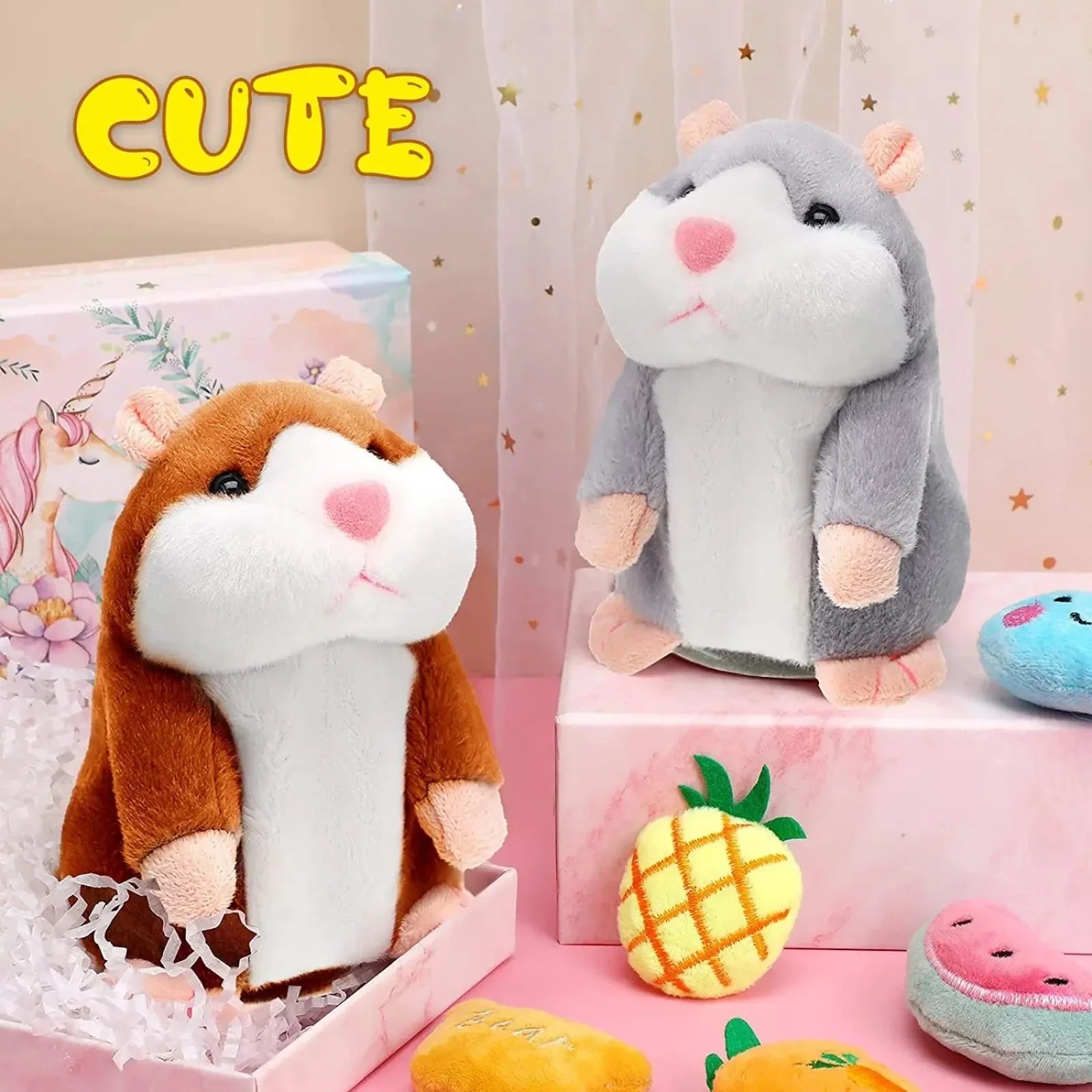 Learn To Imitate Talking Little Hamster Animal Plush Funny Toy Talking Nod Hamster Doll Soothing Crying Baby Toy Kids Gift