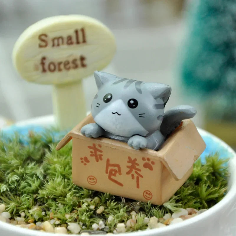 Kawaii Mini Cat Ornament Garden kitten statue Gift For Kids Children Baby Room Decoration Toy