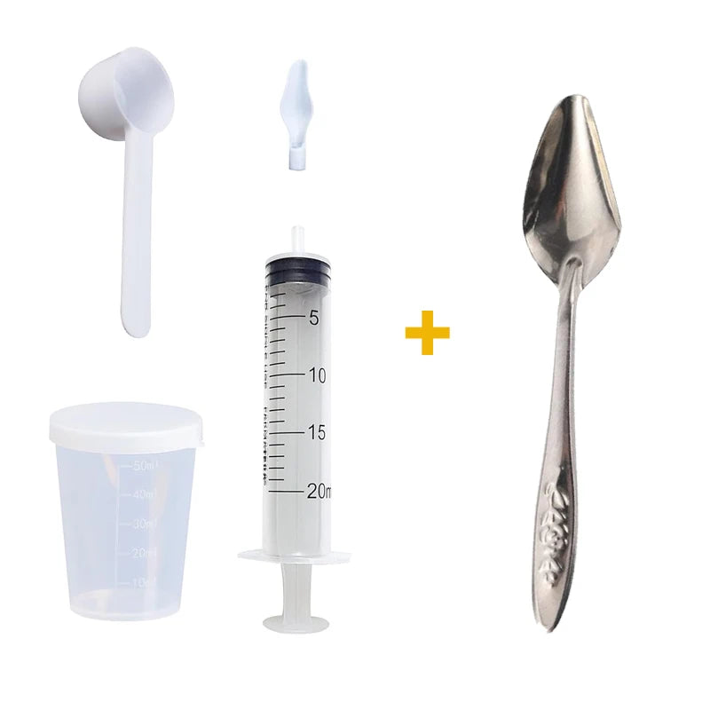 Bird Parrot Feeder Spoon with Manual Syringe Baby Bird Water Milk Medicine Feeding Syringe 20ml