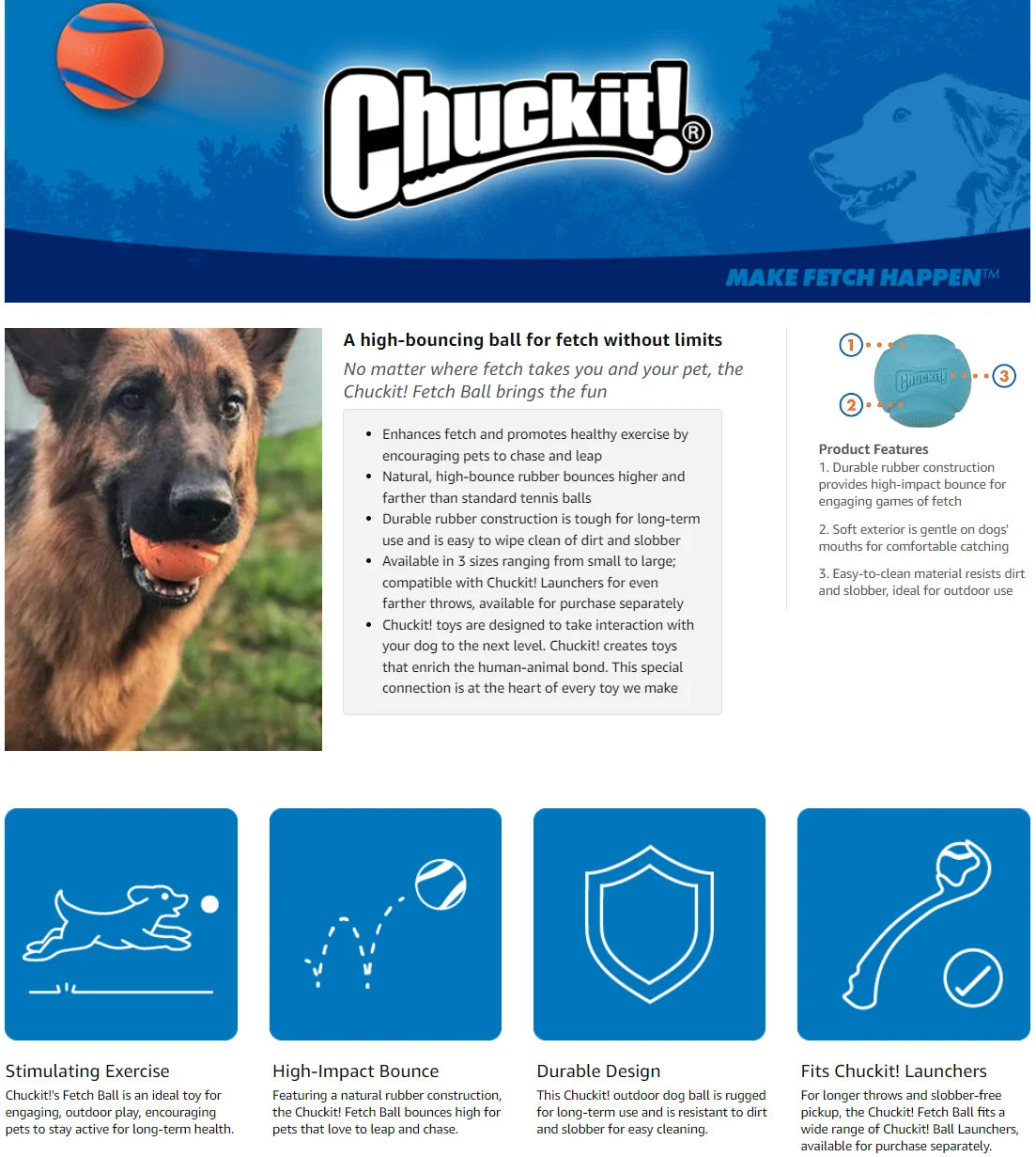 Chuckit Fetch Medley Dog Ball Dog Toys, Pack of 3
