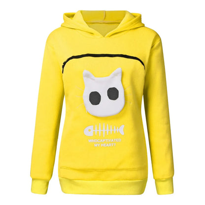 Winter Hoodies Sweatshirt Man Women Animal Pouch Hood Pullover Blouse Tops Lady Carry Dog Cat Breathable Sweatshirts 3XL