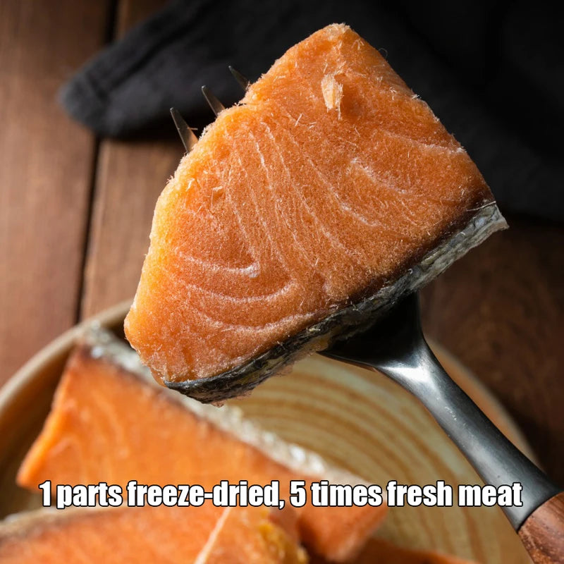 寵物零食冷凍乾燥鮭魚肉塊增肥毛鰓加鈣貓零食鮭魚乾狗零食