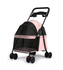 Outdoor Lightweight Silla de paseo Teddy Folding Pet Carriage Small Teddy Cat Pet Stroller Dog Pink With Table