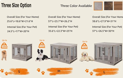 Sturdy Wood Dog Crate Furniture With 2 Drawers & Storage