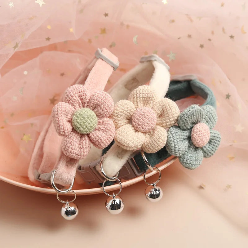 1Pc Cat Collar with Cute Flower  Adjustable Buckle Cat Collar Bell Collar Cat  Small Pet Supplies  Kitten Collar  Small Dog Acce