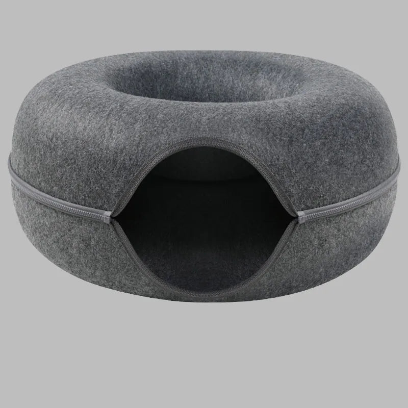 Donut Cat Bed Pet Cat Tunnel Interactive Play Toy Cat House Dual Use Ferrets Rabbit Bed Tunnels Indoor Toys Kitten Training Toy