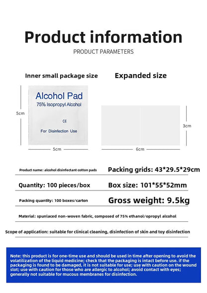 Disposable Alcohol Cotton Pads for Phone Screen Cleaning Wound Disinfection Sanitizing Wipes Portable Convenient Care