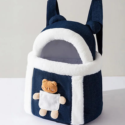 Kangaroo Carring Bag for Dogs Plush Keep warm bag Puppy Bicycle Moving Backpack  Pet Anti-escape Carrier Large Cat transporting
