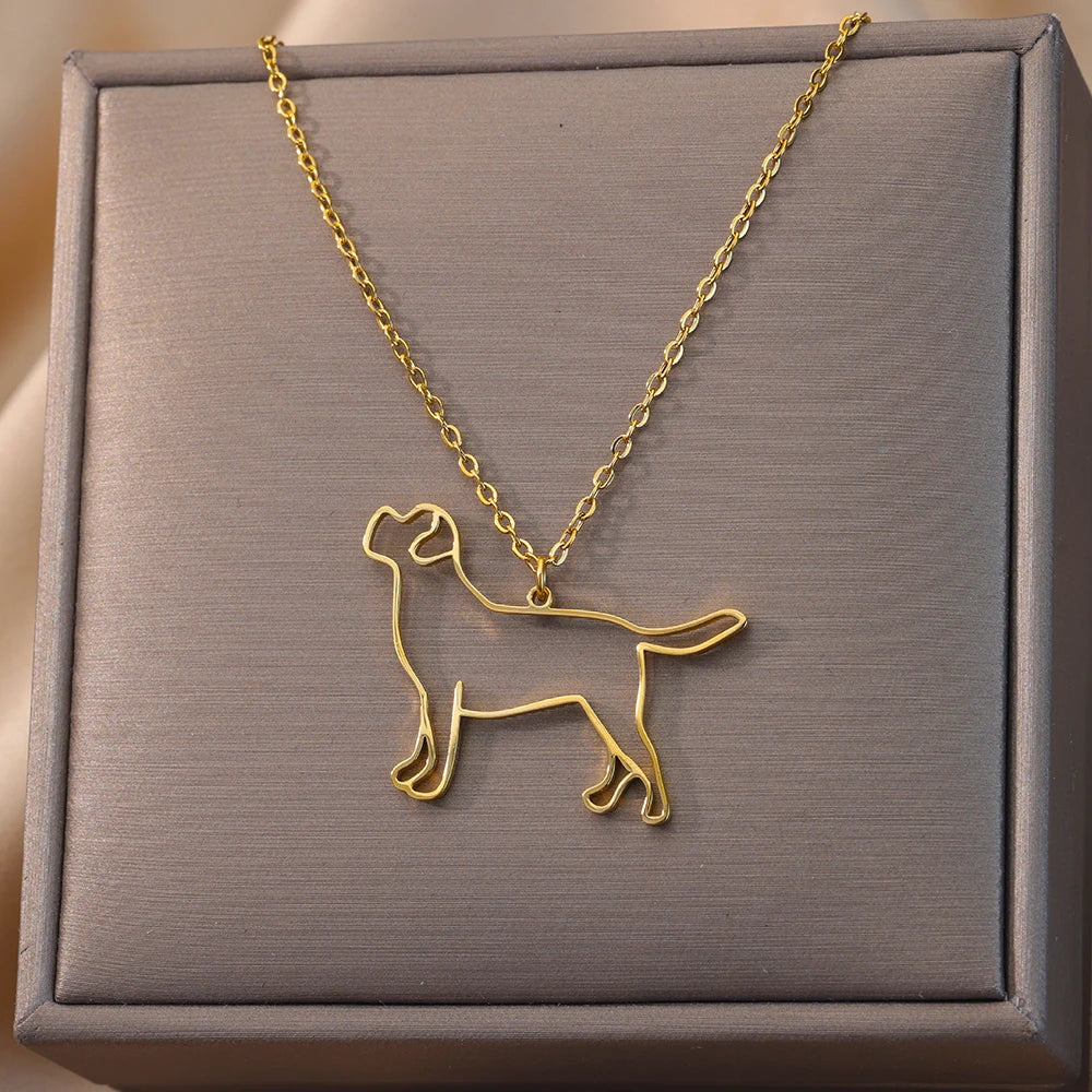 Stainless Steel Dog Necklaces For Women Men Gold Color Pet Animal Pendant Necklace Jewelry Male Female Fashion Neck Chain Gift