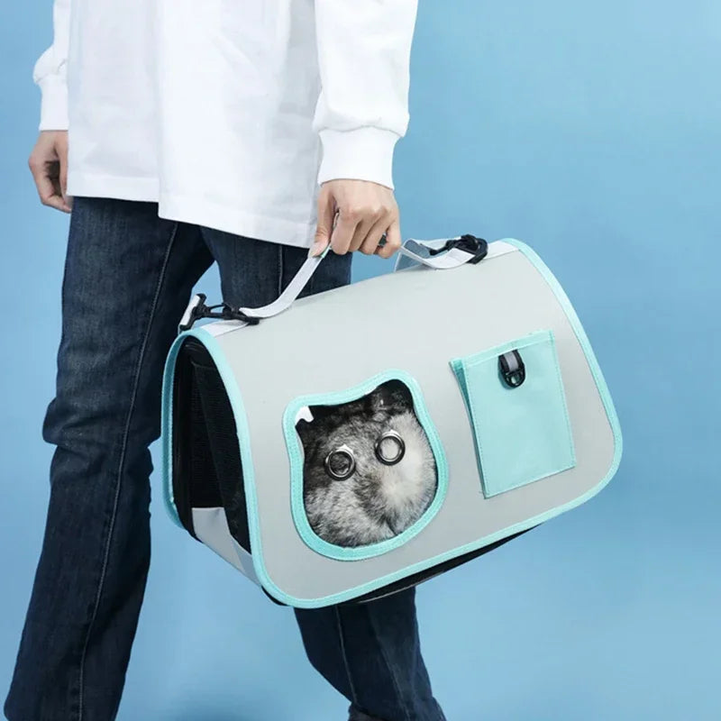 Cat Bag Portable Dog Tote Bag Breathable Backpack Carrier Small Dog Foldable Cat Carrier Large Space Travel Transport Bag