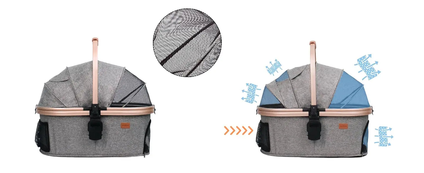 Folding 4 Wheels Dog Trolley Pet Jogger for Small Medium Dogs Travel