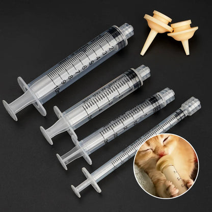 Pet Feeding Nipple for Kitten Puppy Newborn Cat Silicone Feeding Pacifier with Syringes for Mini Pet Small Dog Milk Feeding