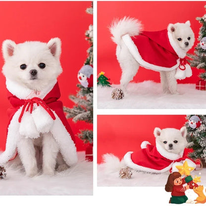 Xmas Cat Cloak Costume Santa Cosplay Funny Transformed Cat/dog Pet Christmas Cape Dress Up Clothes Red Scarf Cloak Props Decor