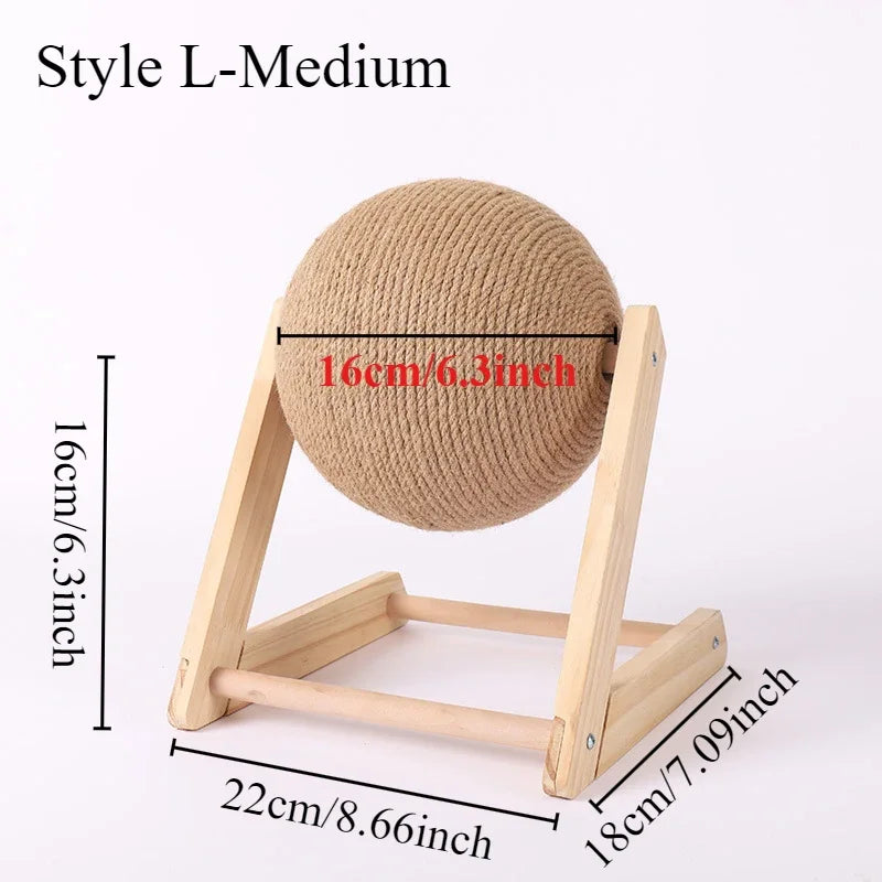 Cat Scratching Ball Toy Sisal and Wood Stable Triangle Cats Indoor Stuff Sturdy Scratching Cool Scratch on Stand Spin/cat Toys