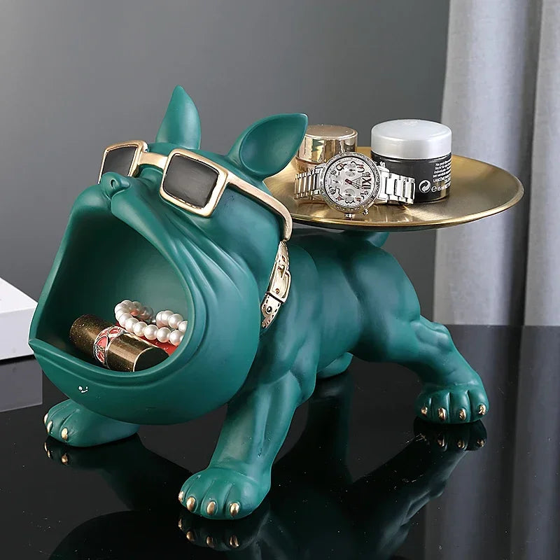 Home Decor Bulldog Figurine Dog Statue Storage Box Animal Ornament Resin Craft Art Sculpture