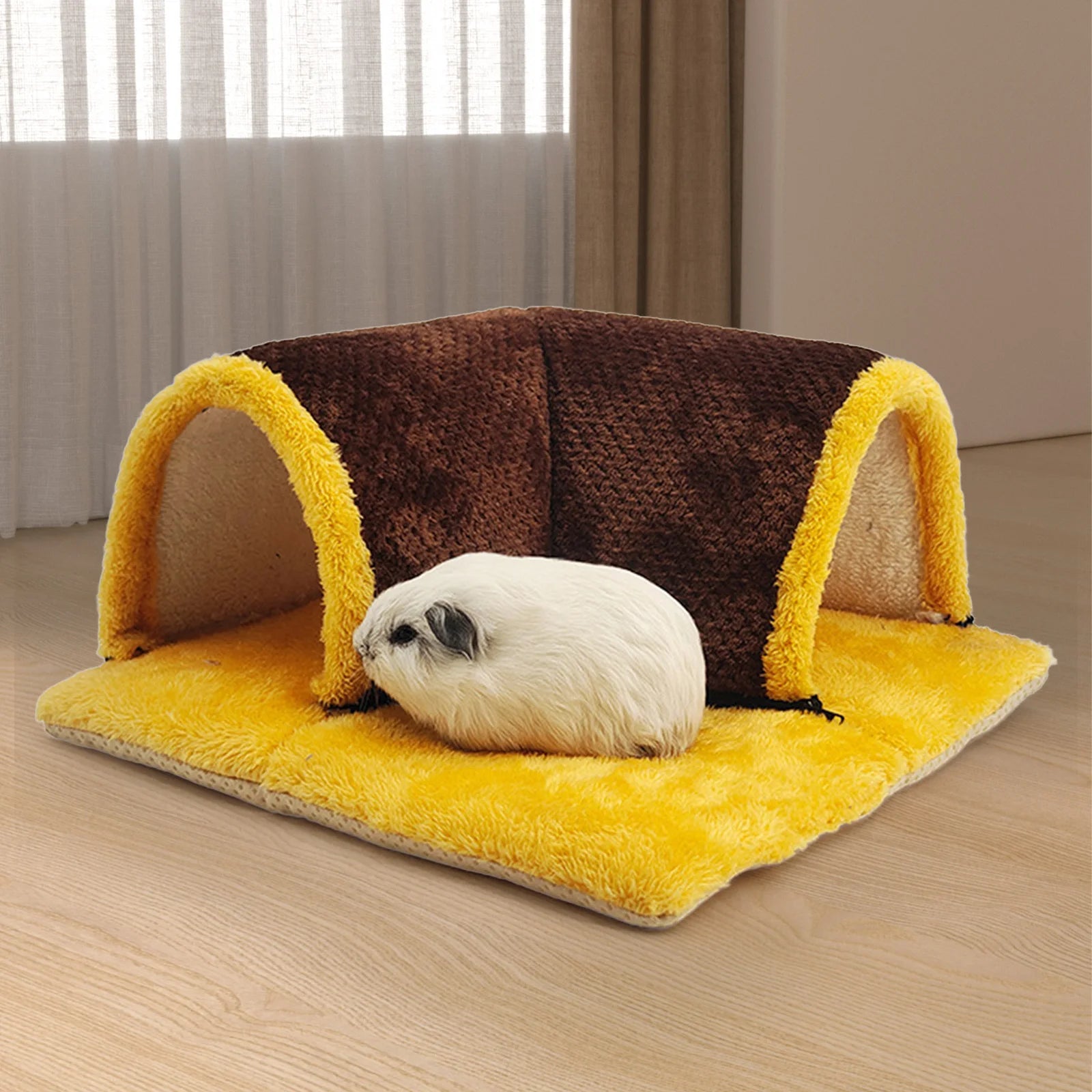 Small Animals Tunnel Guinea Pig Hideout Breathable Playground Removable Mat Pets Cave Guinea Pig House for Hamster Cat Kitten