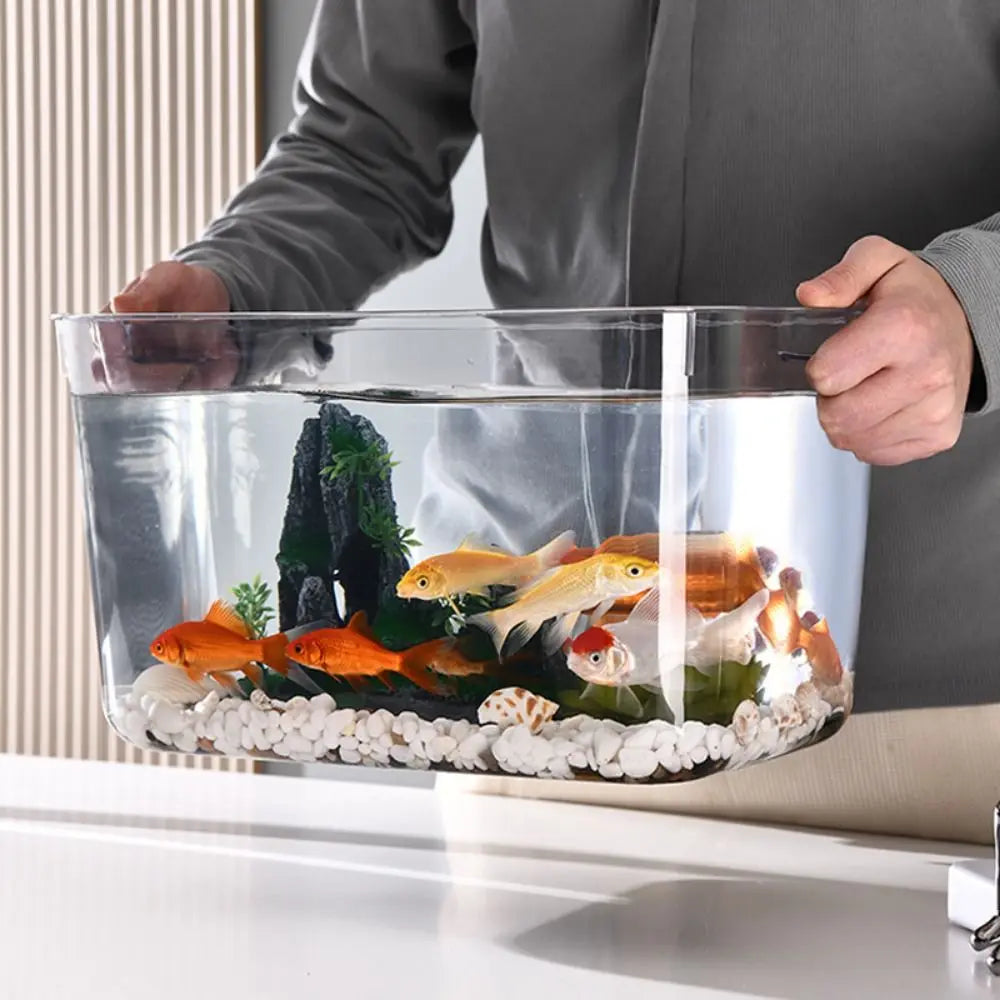 Transparent Explosion-proof Plastic Fish Tank Fall Prevention PET Desktop Goldfish Bowl Small Ecological Water Tank