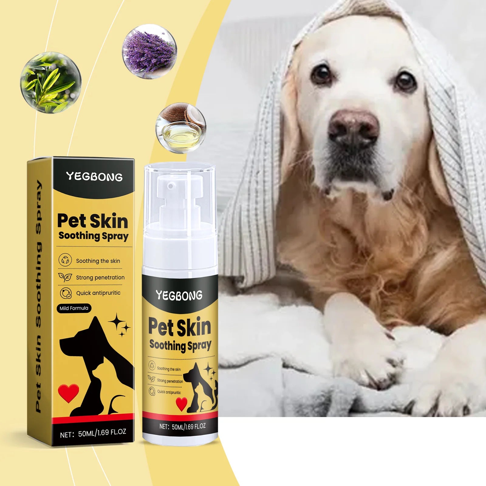 Pet Skin Care Spray Relieve Discomfort for Dogs Cat Flea Lice Control Alleviate Skin Scratching Licking Portable Pet Wound Spray
